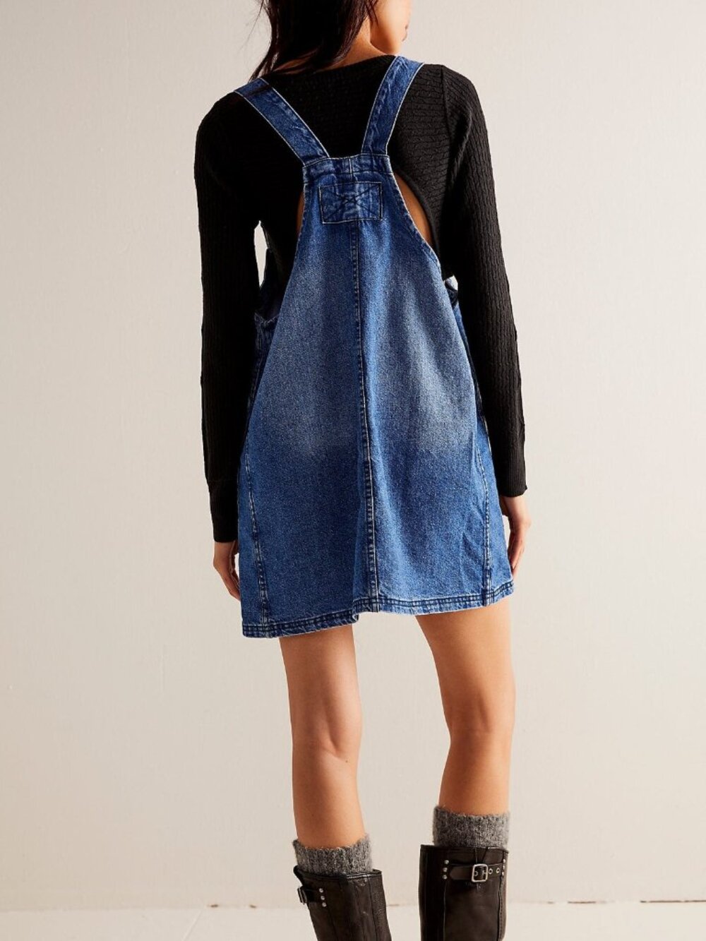 Free People Smock Mini Dress Denim Overalls - Sapphire Wash - Size Small - Picture 10 of 10